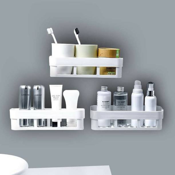 Zenvio Kitchen Bathroom Shelf Wall Holder Storage Rack Super Rack Shelf Plastic Holder