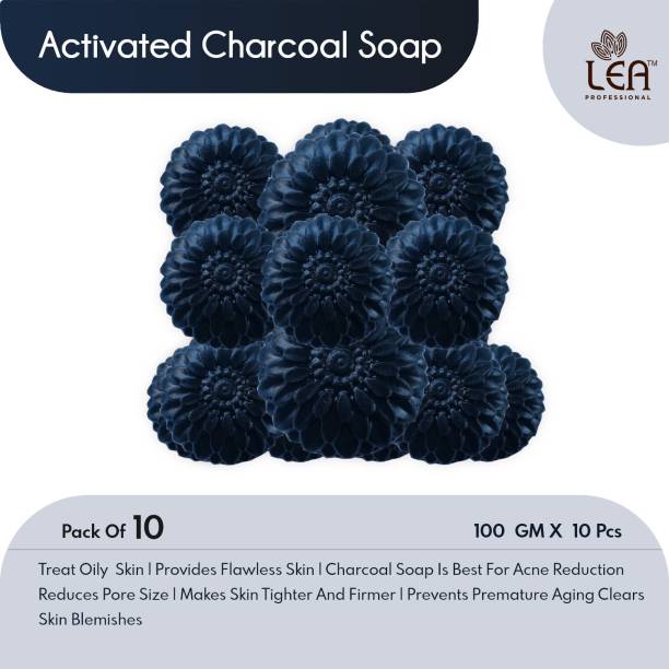 LEA PROFESSIONAL ACTIVATED CHARCOAL Natural Hand Made Soap - 100gm (Pack of 10)