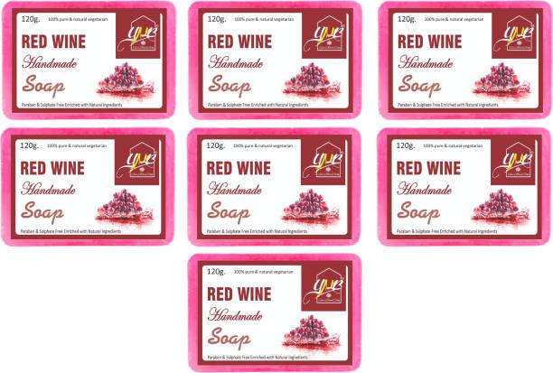 YNB YOURS NATURAL BUDDY Organic Red Wine Handmade SLS & Paraben Free Soap, Pack of 7 With Free Loofah