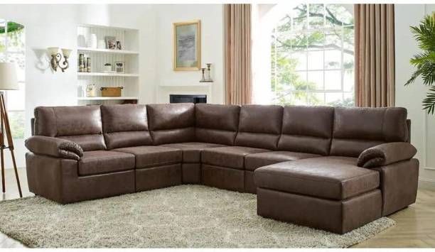 Homeify Eleanor Leather 7 Seater  Sofa