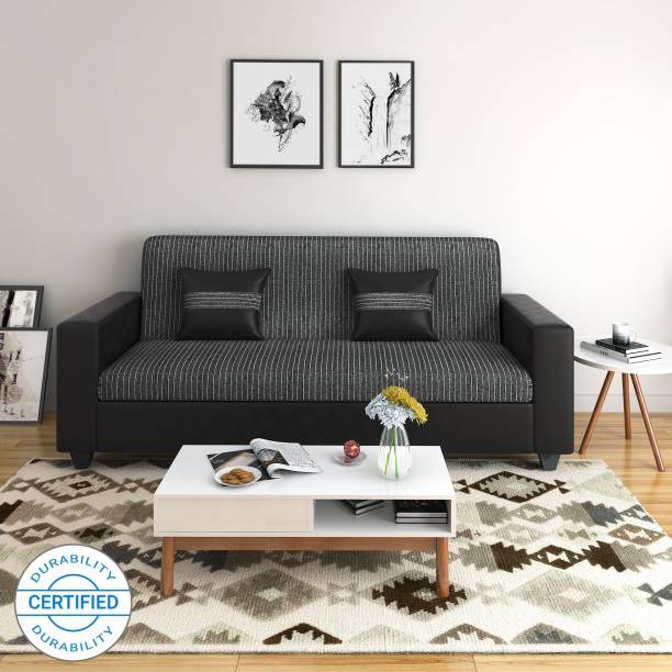 Flipkart Perfect Homes Crete Leatherette and Fabric 3 Seater  Sofa
