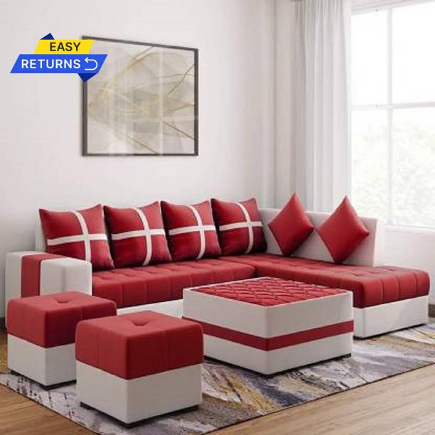 lifestyle furniture SIGNATURE MAHROON Leatherette 8 Seater  Sofa