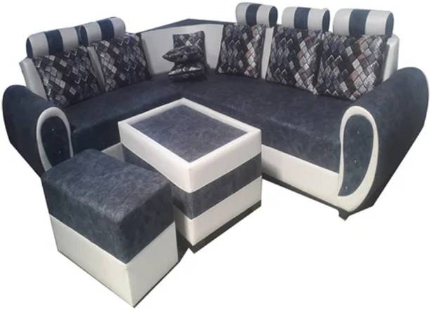 BABAJIiNDUSTRIE L Shape Fabric 2 + 1 + 1 Sofa Set