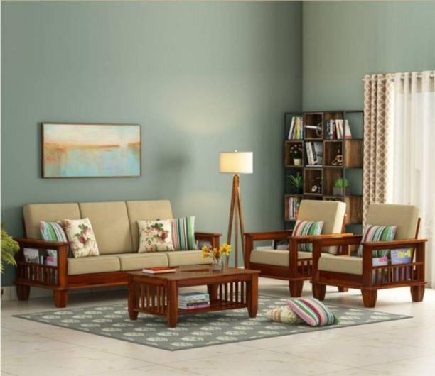 VARSHA ART PLACE Premium Quality Wooden 6 Seater Sofa Set for Living Room Furniture Fabric 3 + 2 + 1 Sofa Set