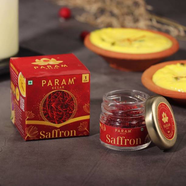 PARAM KESAR 1g 100% Pure All Red Kesar Saffron, Natural, Organic & Certified Grade A++