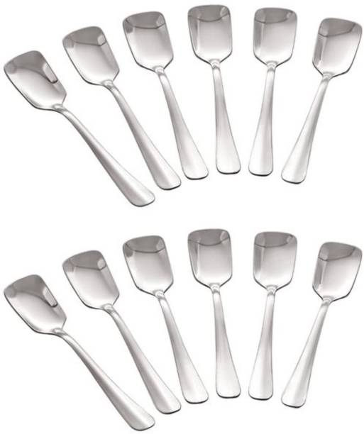 Convay Ice Cream Spoon Set (Length : 127MM)) - Set of 12 Disposable Stainless Steel Ice-cream Spoon Set