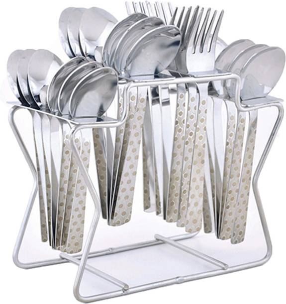 troozy Premium Set 25pc Cutlery Set for Dining Table Stainless Steel Dessert Spoon, Soup Spoon, Table Spoon Set