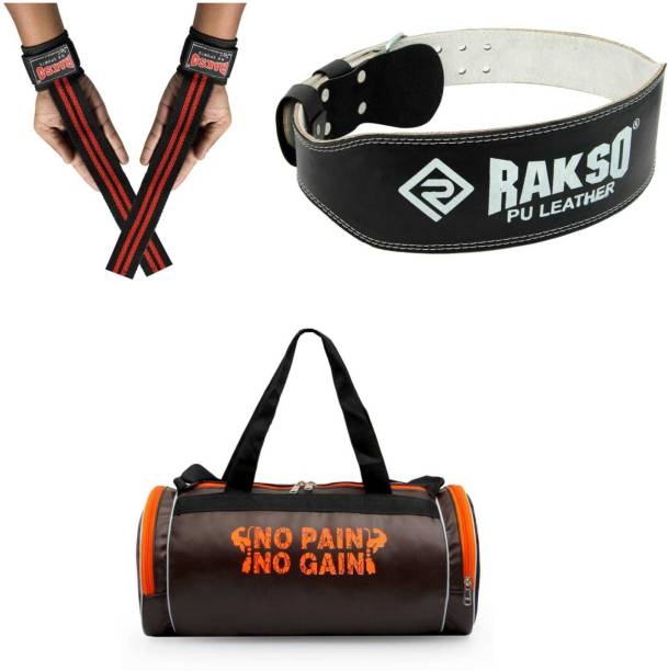 Rakso SPORTS DUFFEL GYM BAG WITH gym belt wrist supports COMBO