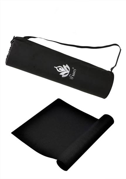 YFMATS 6MM(black+cover) - Best Quality and Anti slip Eva Eco Friendly With free Bag Black 6 mm Yoga Mat