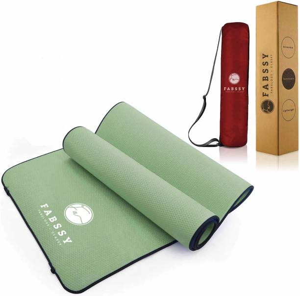 Fabssy 6mm Anti Skid EVA Tearless Yoga Mat with Carry Bag for Men, Women & Kids Green 6 mm Yoga Mat