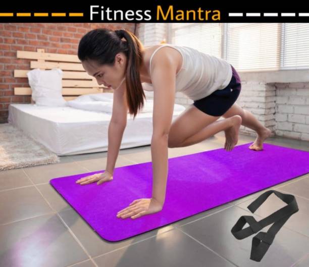 Fitness Mantra Premium 100% EVA Eco Friendly Non Slip Yoga Mat With Strap Purple 6 mm Yoga Mat