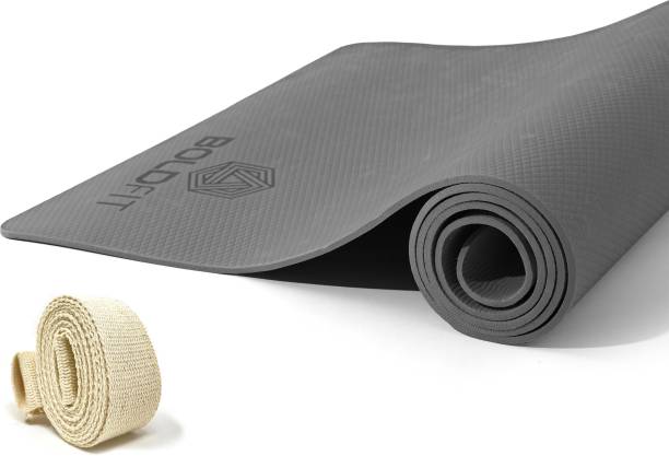 BOLDFIT Yoga Mat For Men Women & Kids Eva Exercise Mat For Gym With Cover Strap Mattress Grey 4 mm Yoga Mat