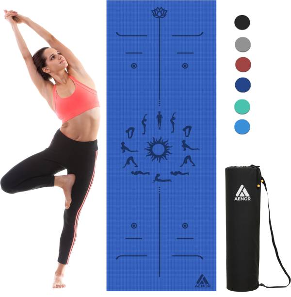 AENOR Yoga Mat EVA Non-Slip Yoga Mat for Home Gym, Fitness Mat for Yoga, Pilates Blue 6 mm Yoga Mat