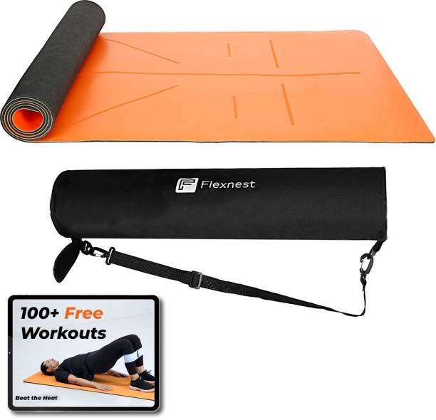 Flexnest Premium Performance Yoga Mat Non-Slip Fitness Exercise Mat with Carrying Bag Orange 6 mm Yoga Mat