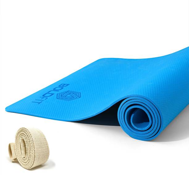 BOLDFIT Yoga Mat For Men Women & Kids Eva Exercise Mat For Gym With Cover Strap Mattress Blue 4 mm Yoga Mat