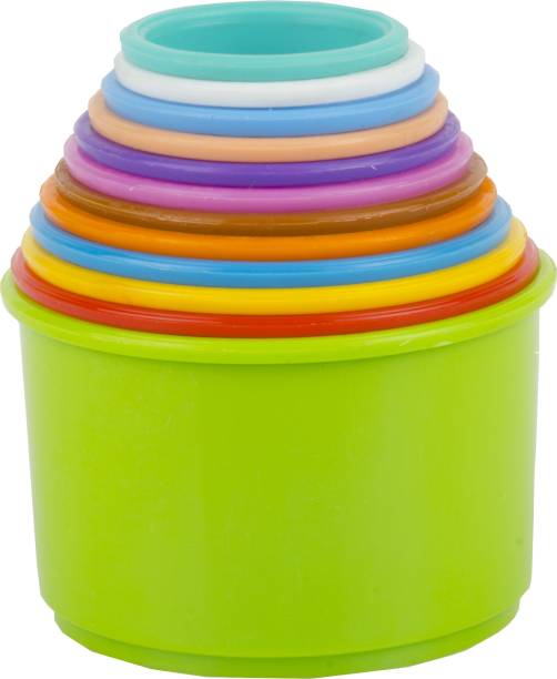 Toy Fun Build Up Beakers Stacking and Nesting Toy for Kids, Multicolour - 12 Pieces
