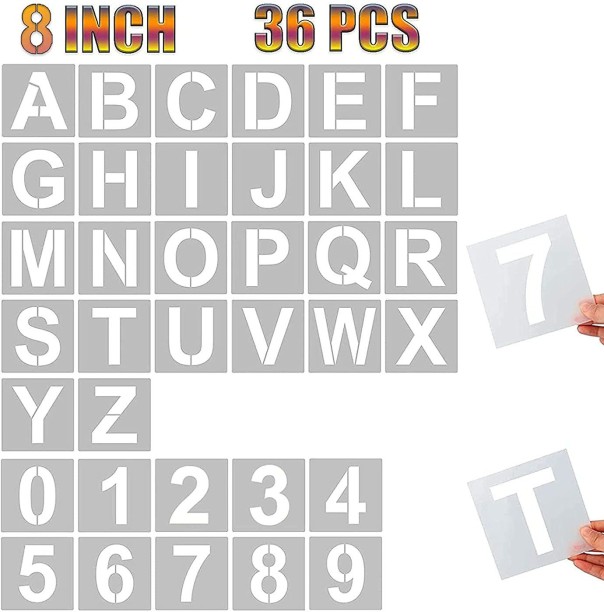 3 Inch Alphabet Letter Stencils Kit Chalkboard Wall Fabric and DIY Art Project 42 Pcs Reusable Interlocking Plastic Letter Templates and Number Stencils for Painting on Wood Rock Signage 