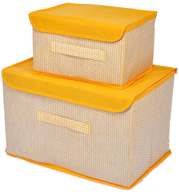 Craft Bazar Foldable Non-Woven Storage Box/ Wardrobe Organizer Box/Bins with Lid Storage Box