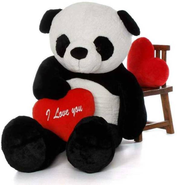 OZEE 4 Feet Panda with HEART PILLOW Best Quality For Valentine & Birthday Party Gift  - 120 cm