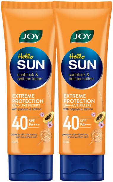 Joy Hello Sun Sunblock & Anti Tan Lotion Sunscreen (2X60ml) - SPF 40 PA+++