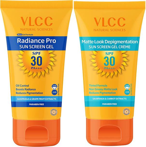 VLCC Radiance Pro & Matte Look Premium Sun Screen Gel Combo Pack of 2 (50gm X 2) - SPF 30 PA+++