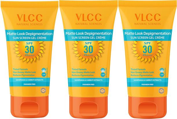 VLCC Matte Look Depigmentation SPF 30 Premium Sunscreen Gel Cream Combo (100gm X 3) - SPF 30 PA+++