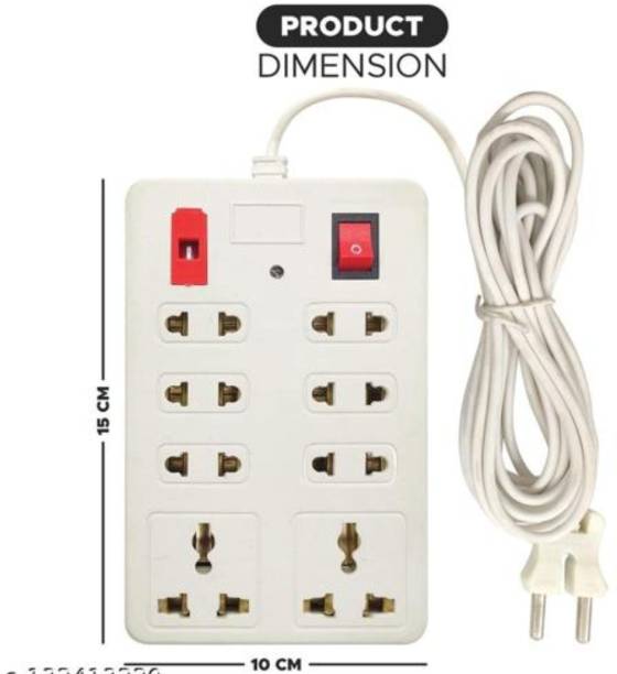 Toff ISO 8+1 with Fuse Mini Strip, 8 Socket Extension Boards (White, 2.5 m) 8  Socket Extension Boards