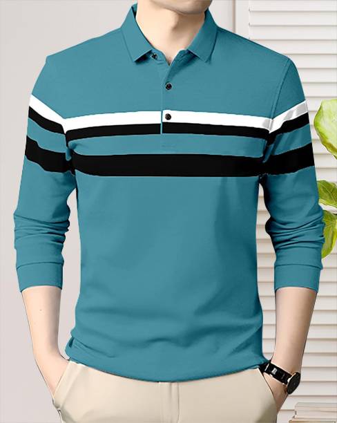 Men Color Block Polo Neck Multicolor T-Shirt Price in India