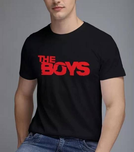 Men Typography Round Neck Black T-Shirt Price in India