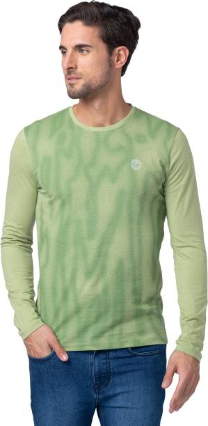 Men Tie & Dye Round Neck Green T-Shirt Price in India