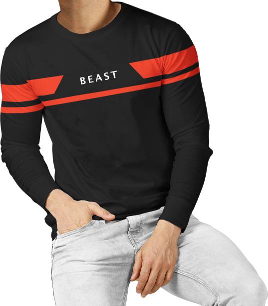 Men Solid Round Neck Red, Black T-Shirt Price in India