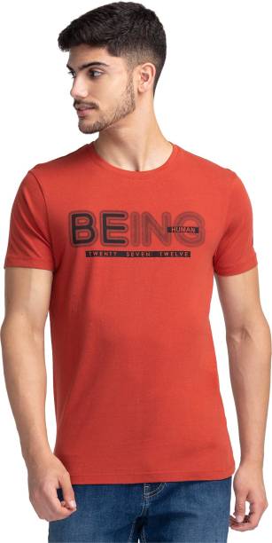 Men Typography Round Neck Red T-Shirt Price in India