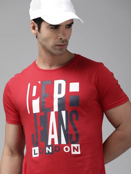Men Typography Round Neck Red T-Shirt Price in India