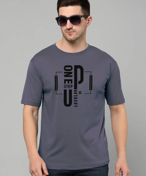 Men Typography Round Neck Grey T-Shirt Price in India