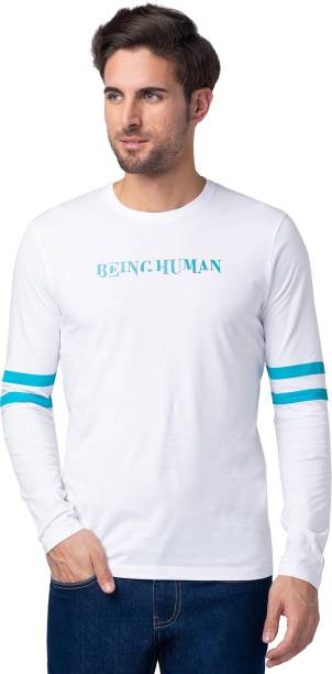 Men Printed Round Neck White T-Shirt Price in India