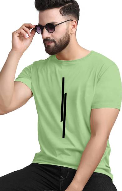 TSRT-03-OLIVEGREEN Men Striped Round Neck Green T-Shirt Price in India