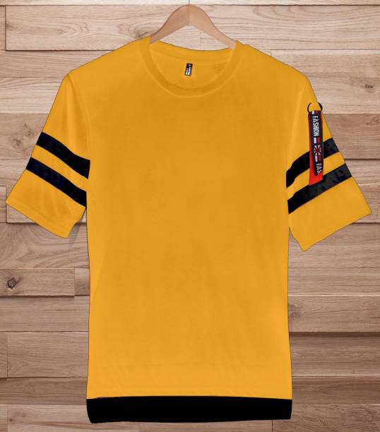 Men Solid Round Neck Multicolor T-Shirt Price in India