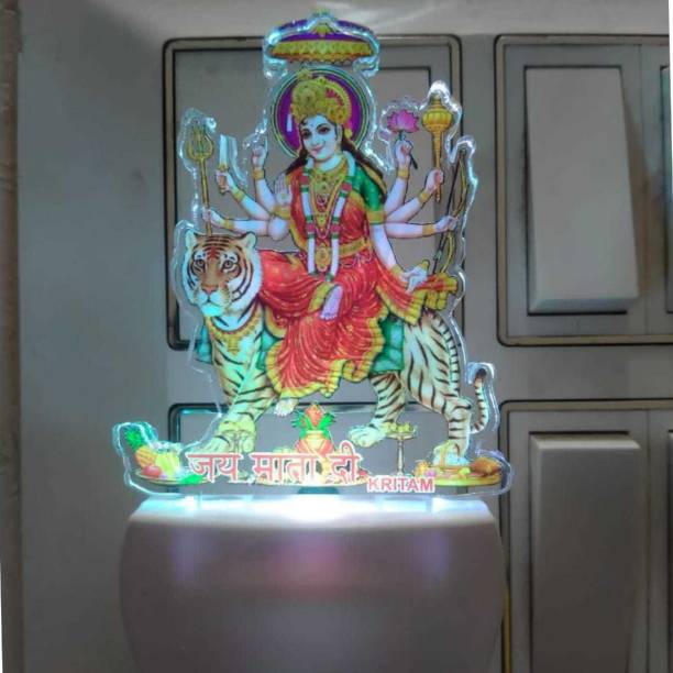 KRITAM Maa Ambe 3D Illusion LED Night Lamp For Home & Temple Decorative Table Lamp