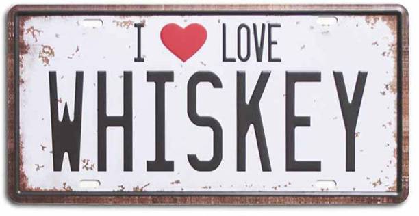 Art Street I Love Whiskey Metal Plate Tin Sign, Galvanised Iron with Printed Top Sign