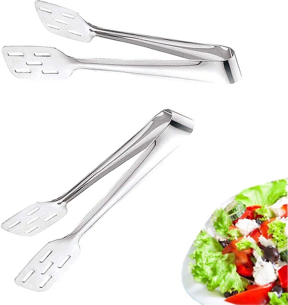 Set of 2 Large Salad Tongs 11 Inch Long Clear Plastic 