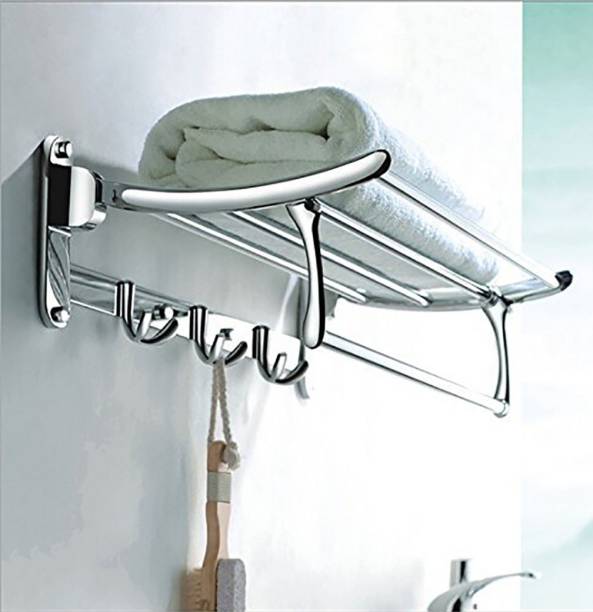 Plantex High Grade Stainless Steel Folding Towel Rack for Bathroom/Towel Stand/Hanger/Bathroom Accessories(18 Inch-Chrome) Silver Towel Holder