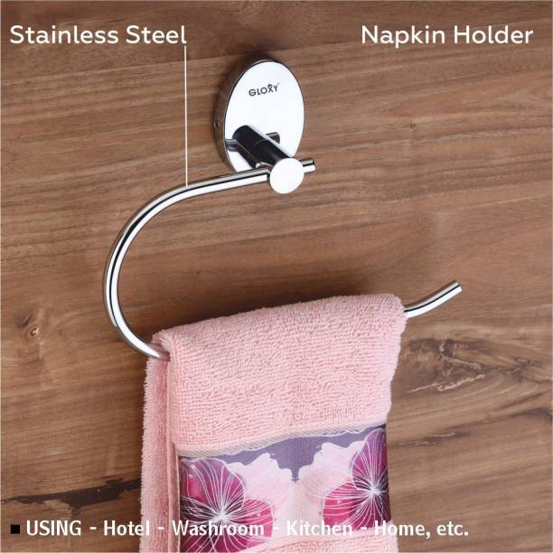 GLOXY Stainless Steel Napkin Holder/Bathroom Towel Hanger For Kitchen& Wash basin Area Silver Towel Holder