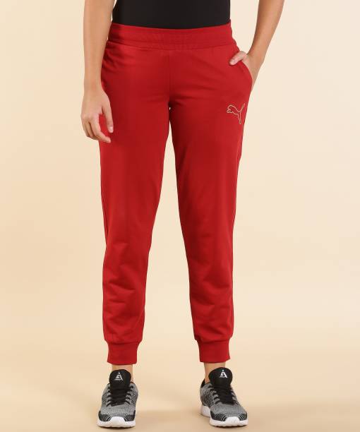 PUMA Wmn Graphic Pants 4 Solid Women Red Track Pants