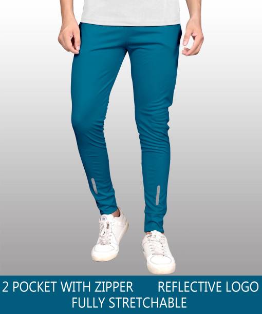 Foxter Solid Men Blue Track Pants