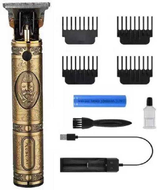 RACCOON Golden Metal Body Professional Rechargeable Men Cordless Hair Clipper Fully Waterproof Trimmer 90 min  Runtime 4 Length Settings