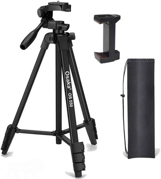 Osaka 550 Tripod 55 Inches with Mobile Holder and Carry Case for Smartphone & SLR Camera Portable Lightweight Aluminium Tripod Tripod