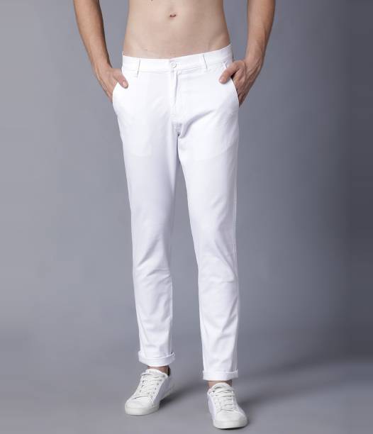 HIGHLANDER Slim Fit Men White Trousers
