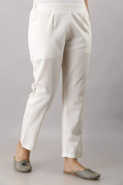 Dexus Slim Fit Women White Trousers