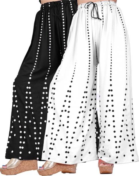 AREEBA COLLECTION Relaxed Women Black, White Trousers