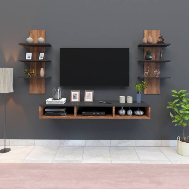 Balensia Wall Mounted Engineered Wood TV Entertainment Unit/TV Stand with 2 Wall Shelf/ Engineered Wood TV Entertainment Unit